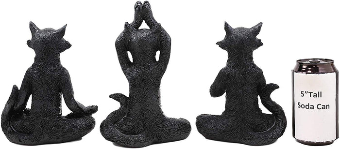 Ebros Gift Ebros Larger 8.5"H See Hear Speak No Evil Zen Yoga Black Cats Figurine Set Of 3