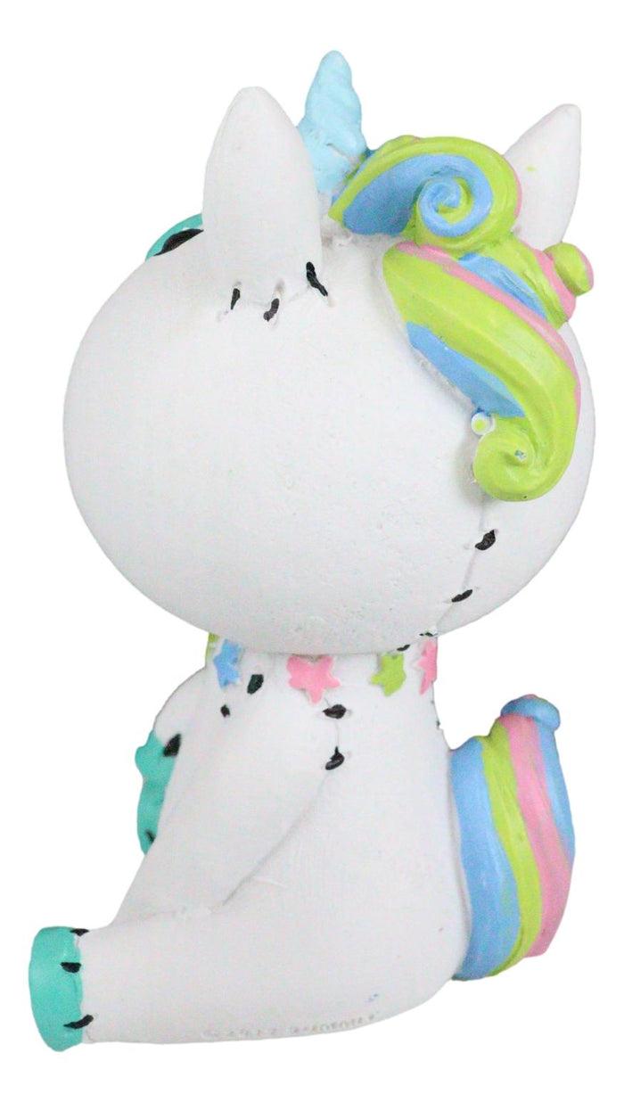 Ebros Gift Ebros Larger Furry Bones Unicorn Figurine 4"Tall Furrybones Unie Skeleton Monster White Rainbow Unicorn Collectible