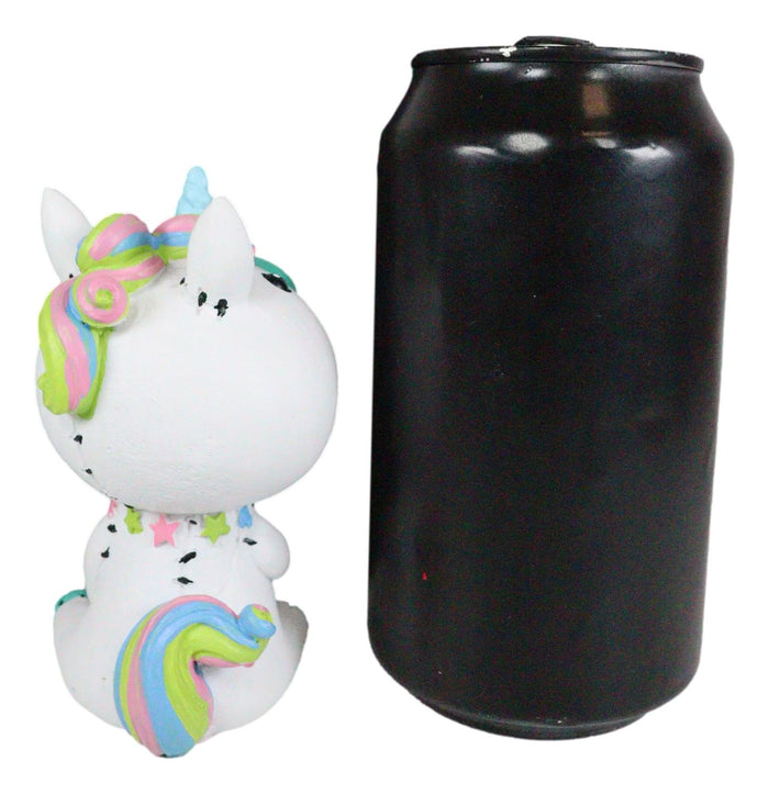 Ebros Gift Ebros Larger Furry Bones Unicorn Figurine 4"Tall Furrybones Unie Skeleton Monster White Rainbow Unicorn Collectible