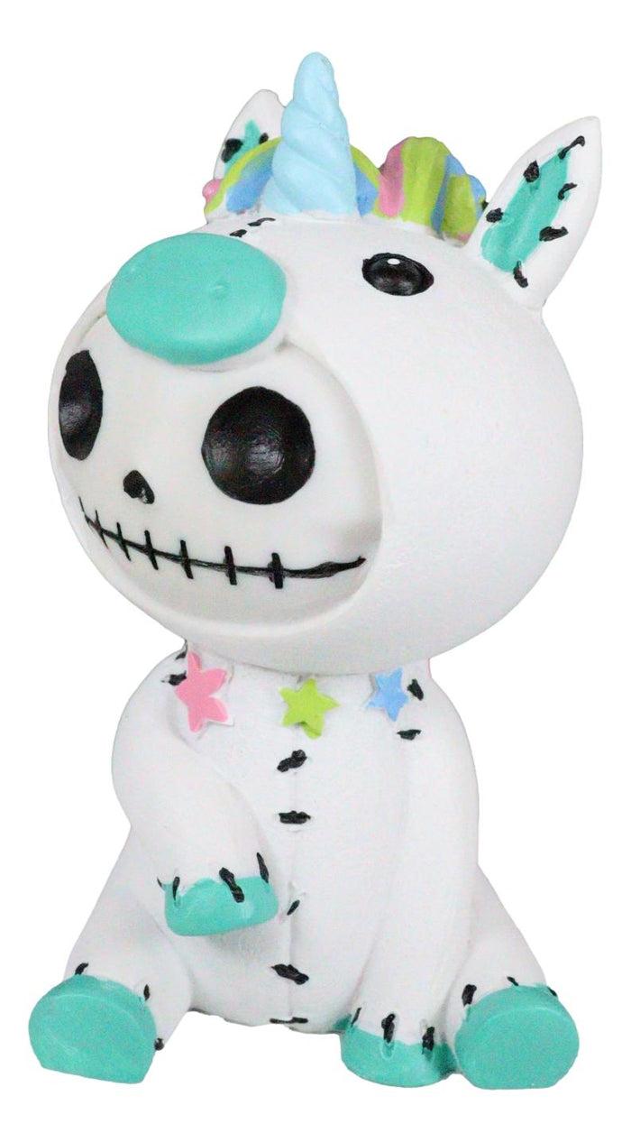 ebros gift Ebros Larger Furry Bones Unicorn Figurine 4"Tall Furrybones Unie Skeleton Monster White Rainbow Unicorn Collectible