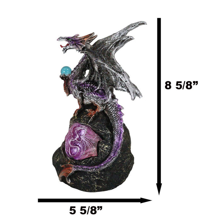 Ebros Gift Ebros Lavender Dragon With LED Light On Lava Mountain 8.5 Inches Tall Fantasy