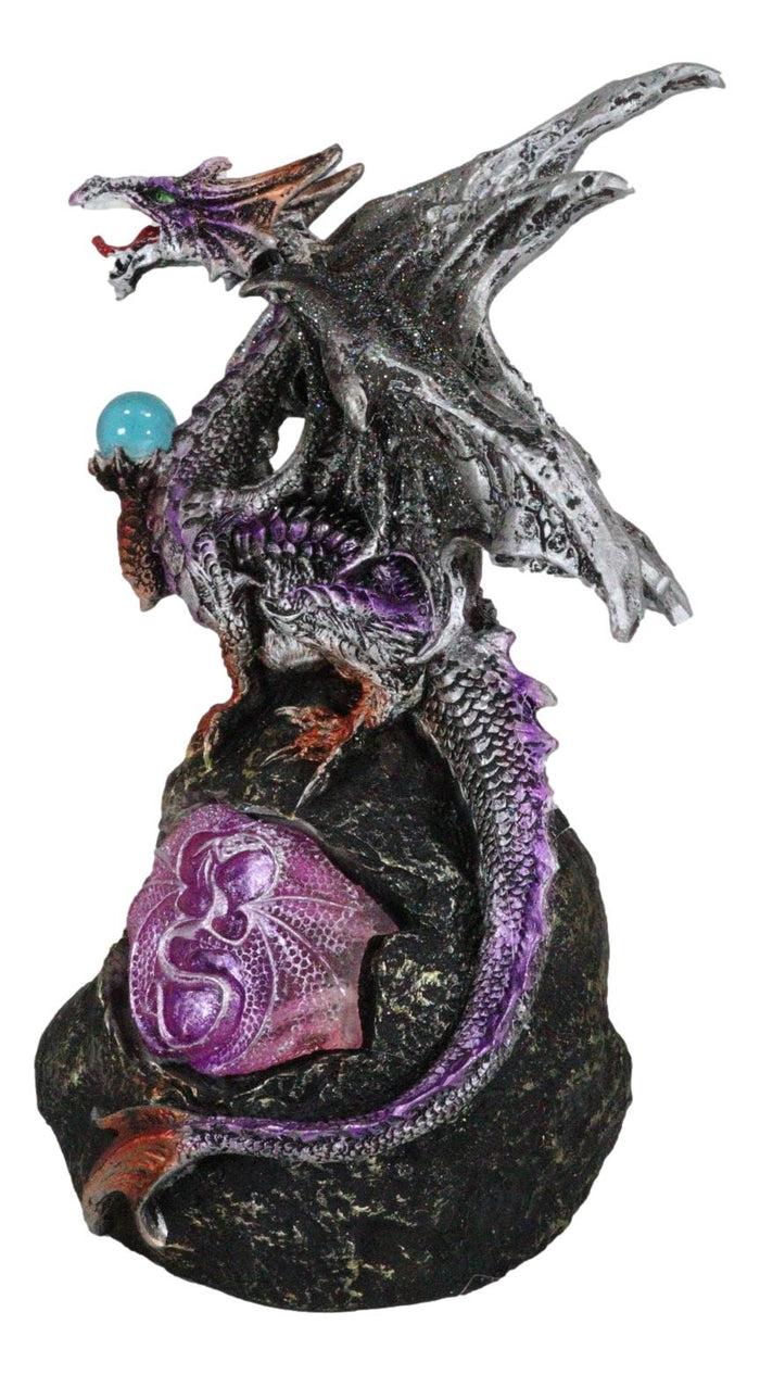 Ebros Gift Ebros Lavender Dragon With LED Light On Lava Mountain 8.5 Inches Tall Fantasy