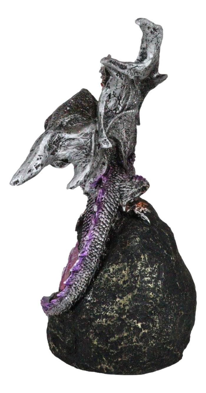 Ebros Gift Ebros Lavender Dragon With LED Light On Lava Mountain 8.5 Inches Tall Fantasy