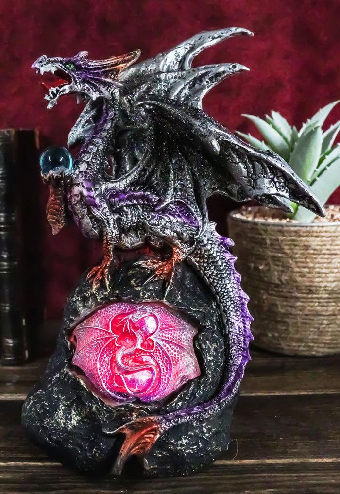 ebros gift Ebros Lavender Dragon with LED Light On Lava Mountain 8.5 Inches Tall Fantasy