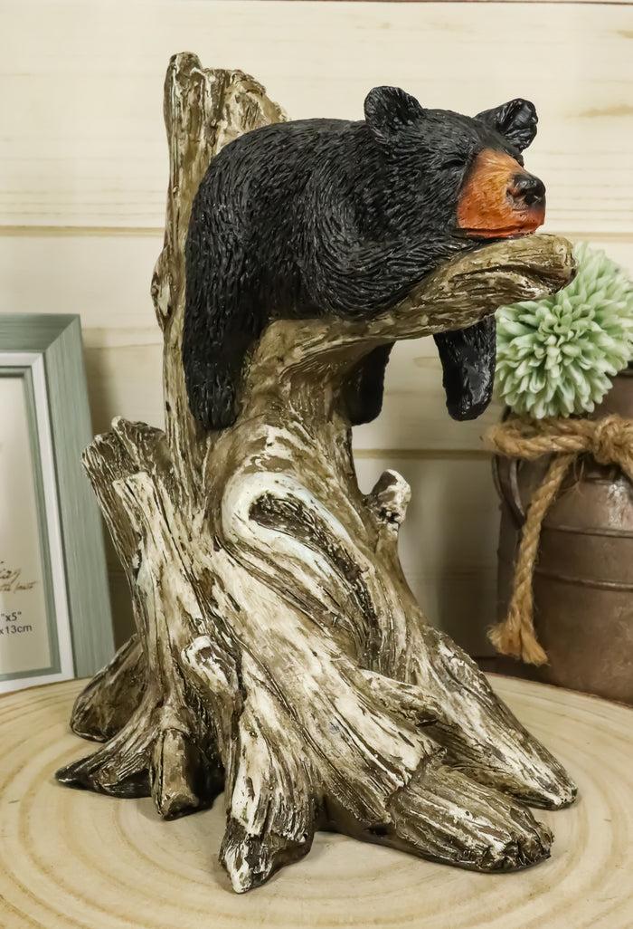 ebros gift Ebros Lazy Days Of Summer Black Bear Sleeping On Tree Branch Statue Wildlife Forest Rustic Cabin Decor Bear Figurine