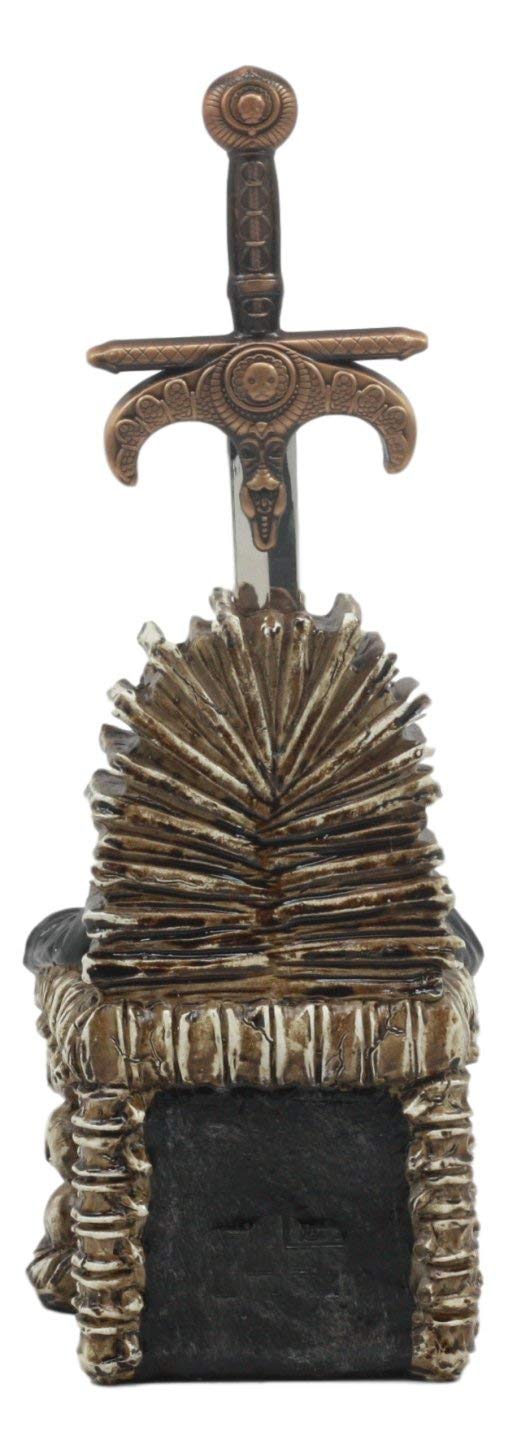 Ebros Gift Ebros Legend Of The Swords Night King Grim Reaper Seated On Ossuary Skulls Throne Letter Opener Statue With Blade Of Ragnarok Sword 8.25"Tall For Study And Office Desktop Decor Statue