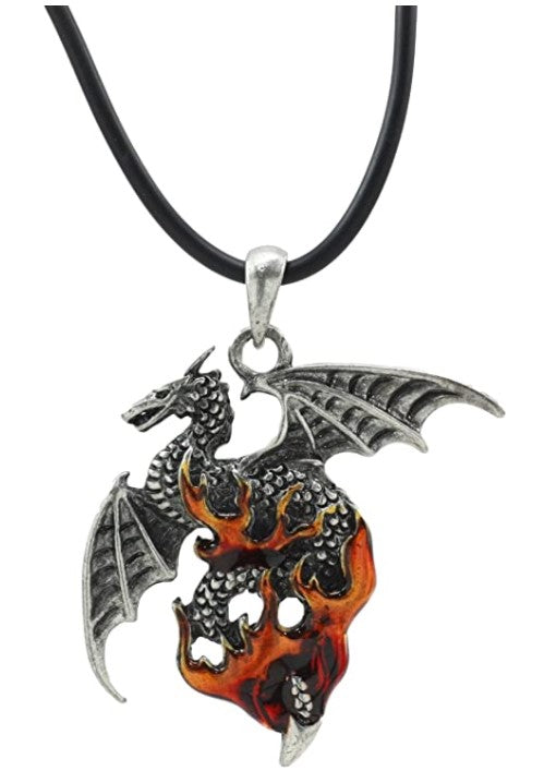 Ebros Gift Ebros Legend Of The Swords Viserion Flame Dragon Pendant Pewter Pendant Necklace