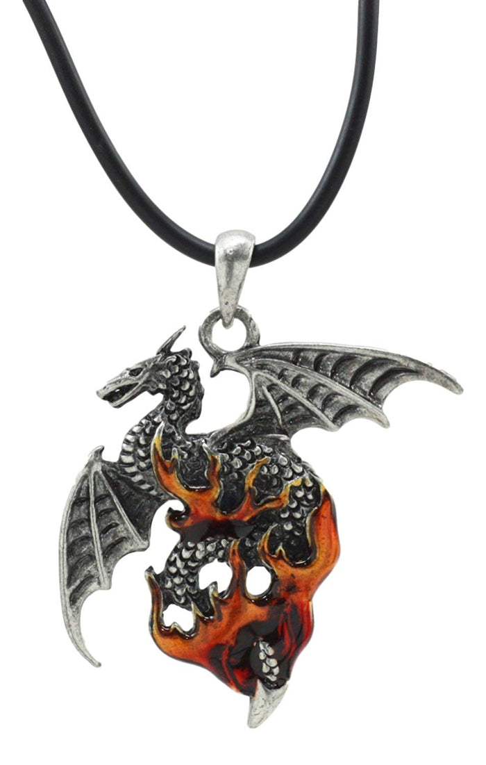 ebros gift Ebros Legend Of The Swords Viserion Flame Dragon Pendant Pewter Pendant Necklace