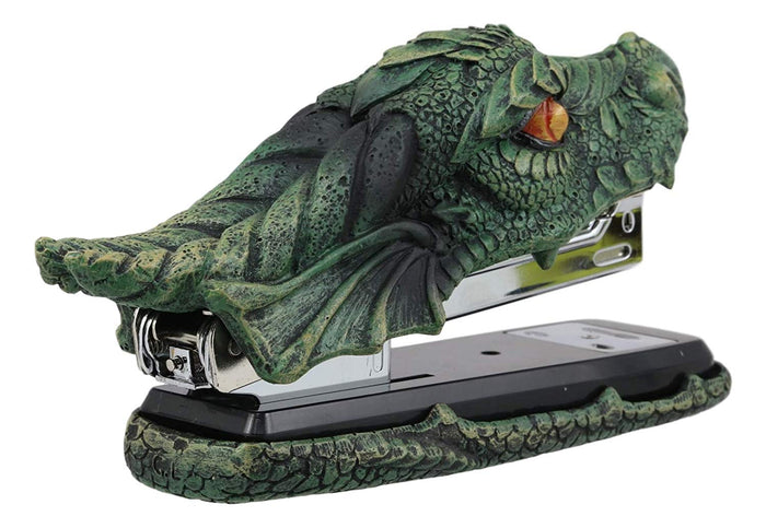 Ebros Gift Ebros Legendary Green Fire Dragon Head Stapler Light Duty Office Desktop Stationery
