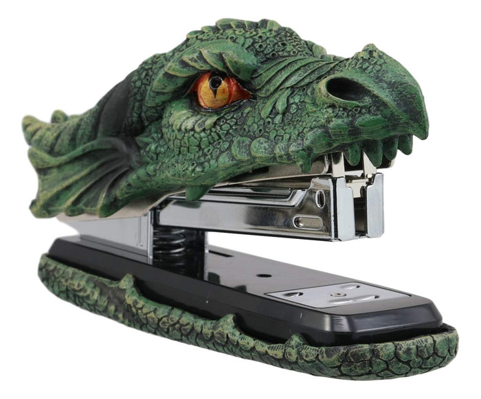 Ebros Gift Ebros Legendary Green Fire Dragon Head Stapler Light Duty Office Desktop Stationery
