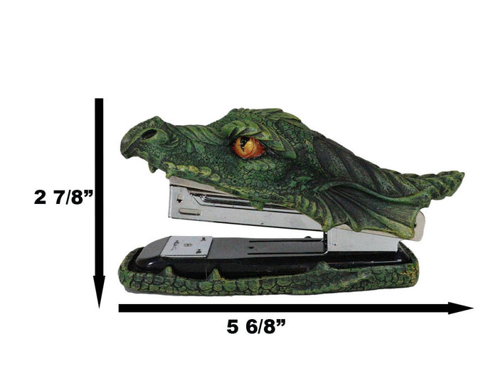 Ebros Gift Ebros Legendary Green Fire Dragon Head Stapler Light Duty Office Desktop Stationery