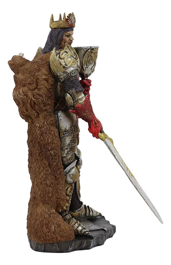 Ebros Gift Ebros Legendary King Arthur Pendragon Wielding The Excalibur Sword Statue 10" Tall Matter Of Britain Knights Of The Round Table Kingship Figurine (Vivid Colors)