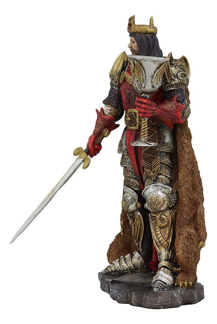 Ebros Gift Ebros Legendary King Arthur Pendragon Wielding The Excalibur Sword Statue 10" Tall Matter Of Britain Knights Of The Round Table Kingship Figurine (Vivid Colors)