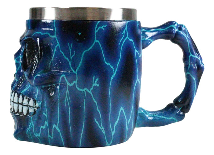 Ebros Gift Ebros Legendary Thor Blue Lightning Thunder Bolt Skull Face Coffee Mug Cup 14oz