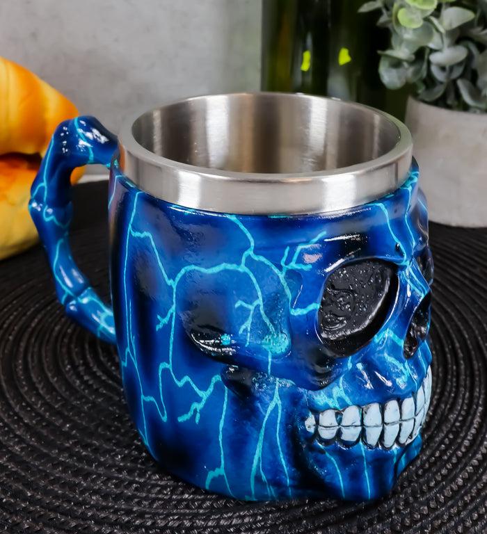 Ebros Gift Ebros Legendary Thor Blue Lightning Thunder Bolt Skull Face Coffee Mug Cup 14oz