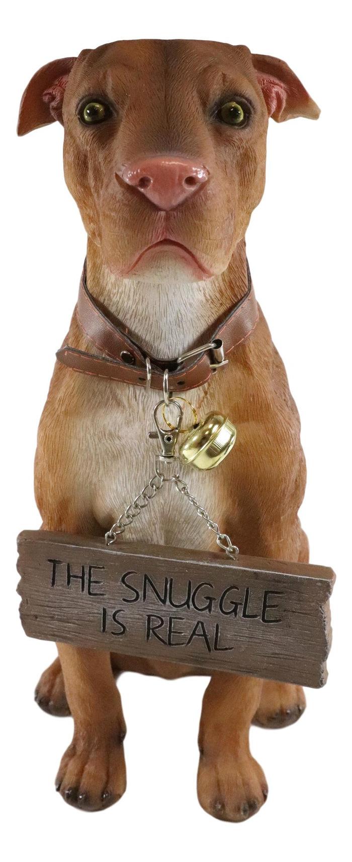 ebros gift Ebros Lifelike American Pit Bull Pet Dog Statue W/ Jingle Collar And Sign 13"H