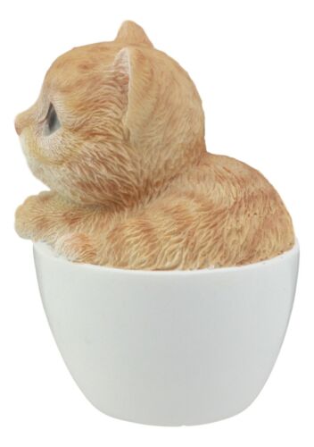 Ebros Gift Ebros Lifelike Orange Tabby Cat Teacup Pet Pal 3" Tall With Glass Eyes Figurine