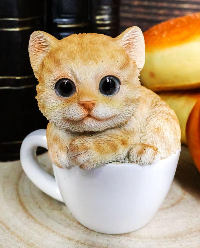 ebros gift Ebros Lifelike Orange Tabby Cat Teacup Pet Pal 3" Tall with Glass Eyes Figurine