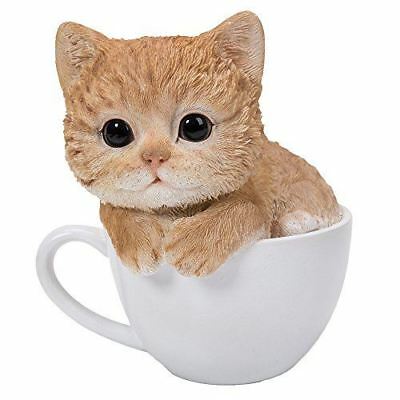 ebros gift Ebros Lifelike Orange Tabby Cat Teacup Pet Pal Statue 5.75" Tall