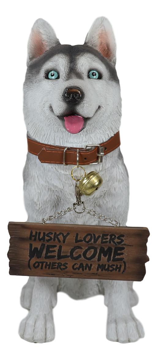 Ebros Gift Ebros Lifelike Pet Pal Siberian Husky Sled Dog Statue 13"H With Jingle Collar Sign
