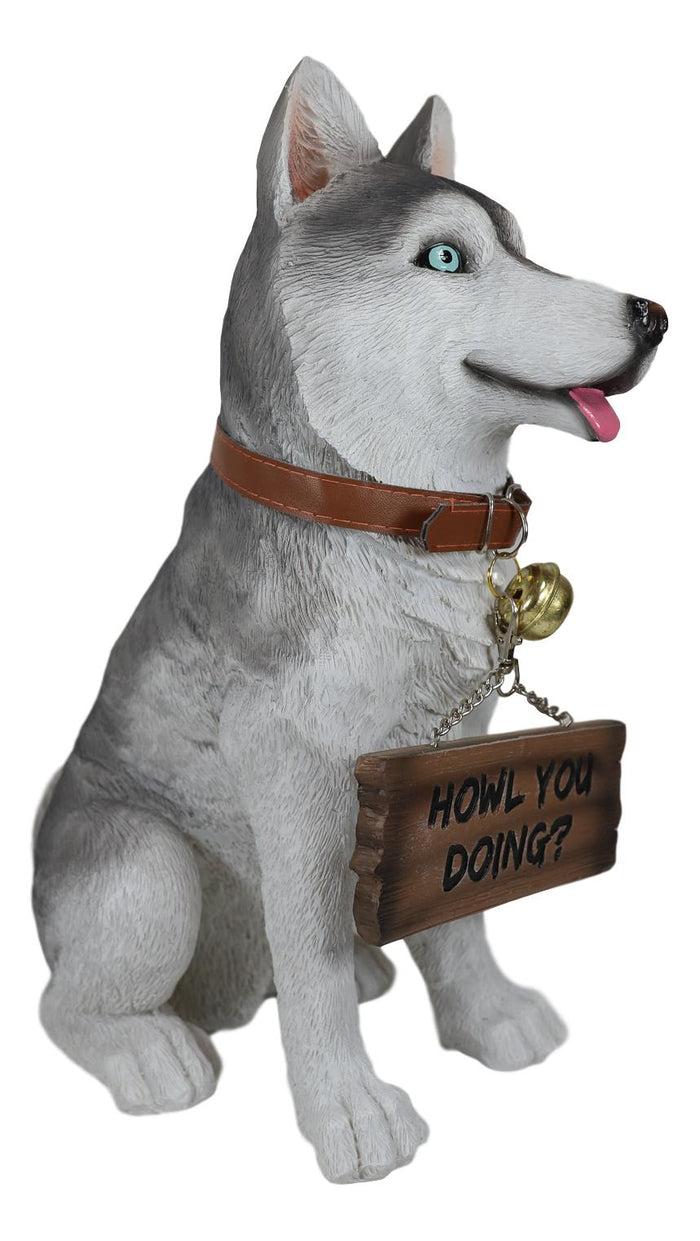 Ebros Gift Ebros Lifelike Pet Pal Siberian Husky Sled Dog Statue 13"H With Jingle Collar Sign