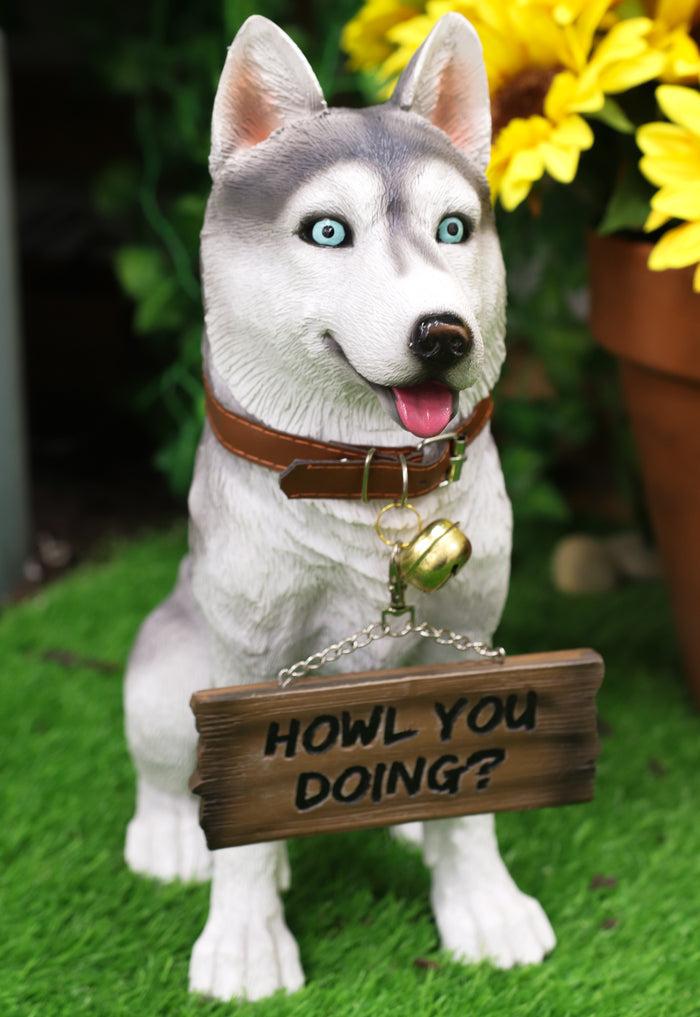 ebros gift Ebros Lifelike Pet Pal Siberian Husky Sled Dog Statue 13"H With Jingle Collar Sign