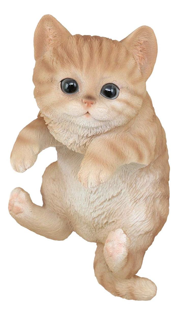 Ebros Gift Ebros Lifelike Pot Pal Hanging Orange Tabby Cat Statue 8"Tall With Glass Eyes Decor