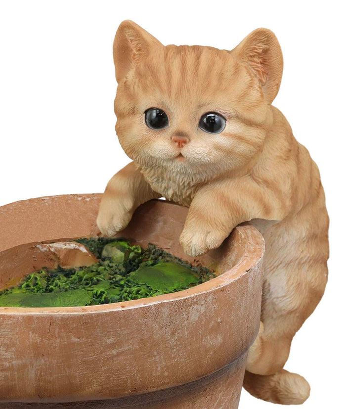 Ebros Gift Ebros Lifelike Pot Pal Hanging Orange Tabby Cat Statue 8"Tall With Glass Eyes Decor
