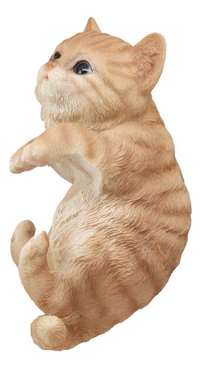 Ebros Gift Ebros Lifelike Pot Pal Hanging Orange Tabby Cat Statue 8"Tall With Glass Eyes Decor