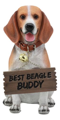 Ebros Gift Ebros Lifelike Realistic Beagle Dog Welcome Greeter Statue 12" Tall Hound Dog Breed Collectible Decor Figurine With Jingle Collar Greeting Signs