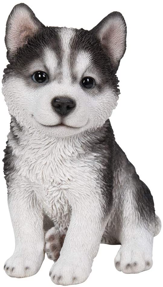 Ebros Gift Ebros Lifelike Siberian Husky Sled Dog Puppy Sitting Figurine 6.75"H Animal Pet