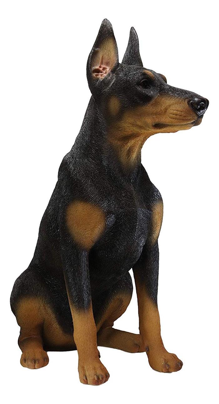 Ebros Gift Ebros Lifelike Sitting Doberman Pinscher Statue 23.5"Tall Pedigree Dog With Glass Eyes
