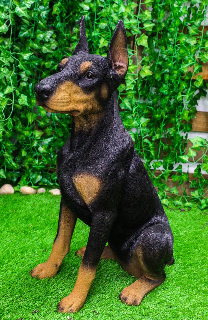 ebros gift Ebros Lifelike Sitting Doberman Pinscher Statue 23.5"Tall Pedigree Dog With Glass Eyes
