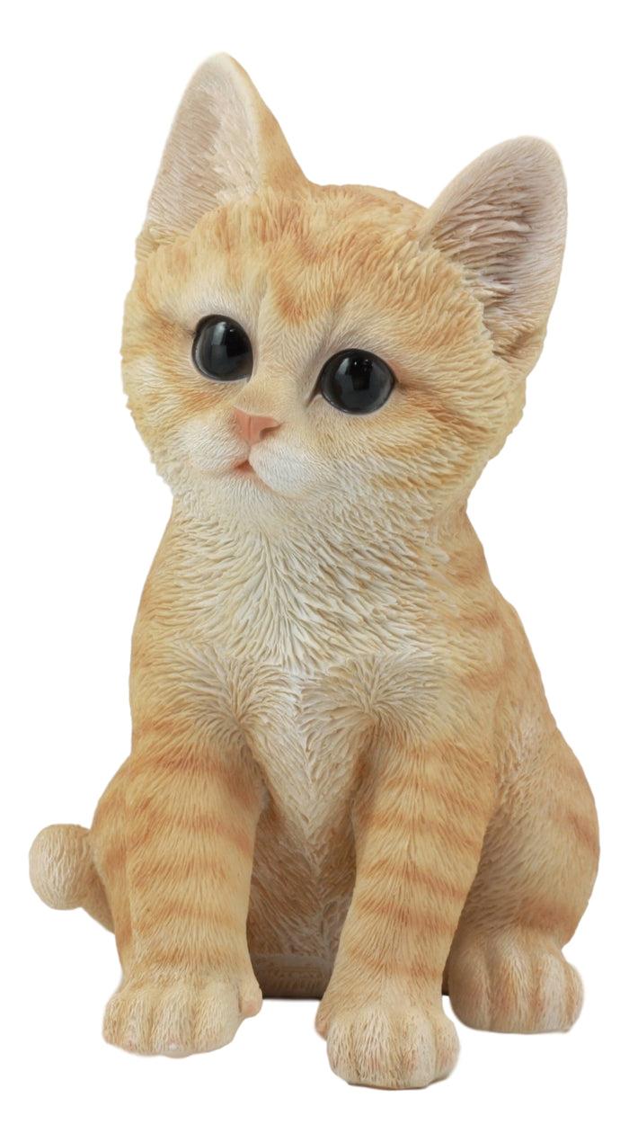 Ebros Gift Ebros Lifelike Sitting Orange Tabby Cat Statue 7.5"H With Glass Eyes Figurine