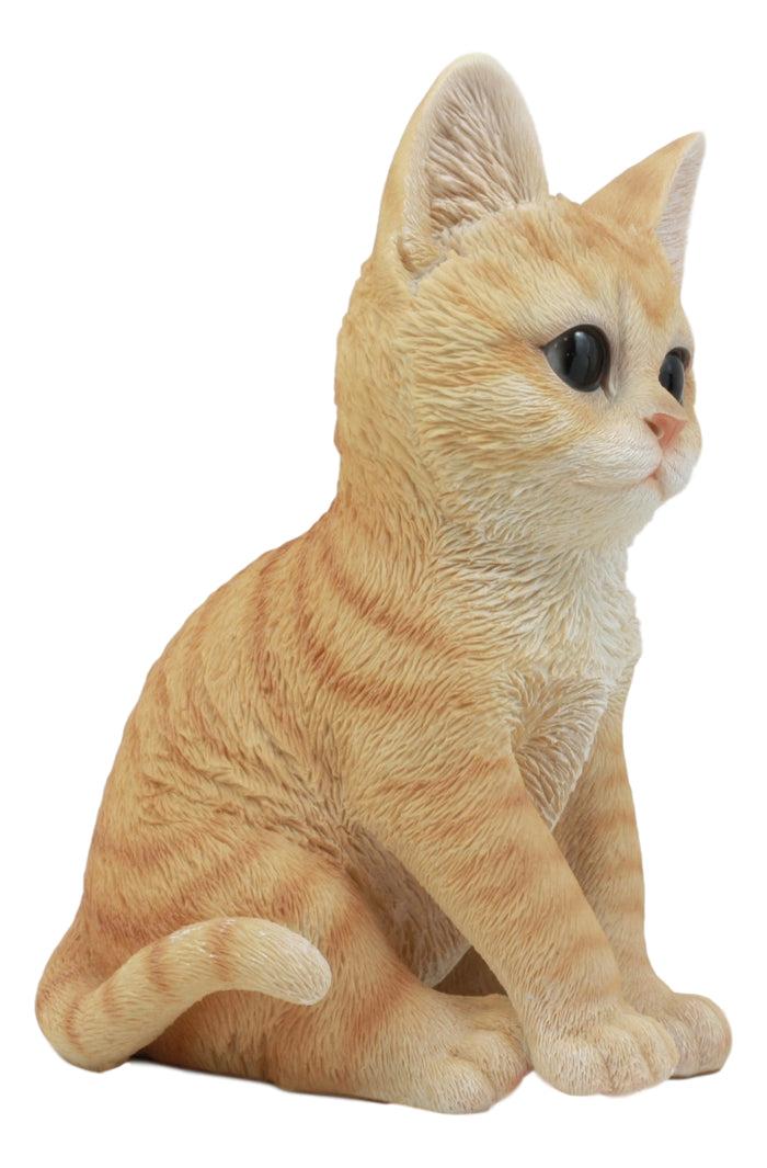 Ebros Gift Ebros Lifelike Sitting Orange Tabby Cat Statue 7.5"H With Glass Eyes Figurine