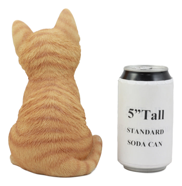 Ebros Gift Ebros Lifelike Sitting Orange Tabby Cat Statue 7.5"H With Glass Eyes Figurine
