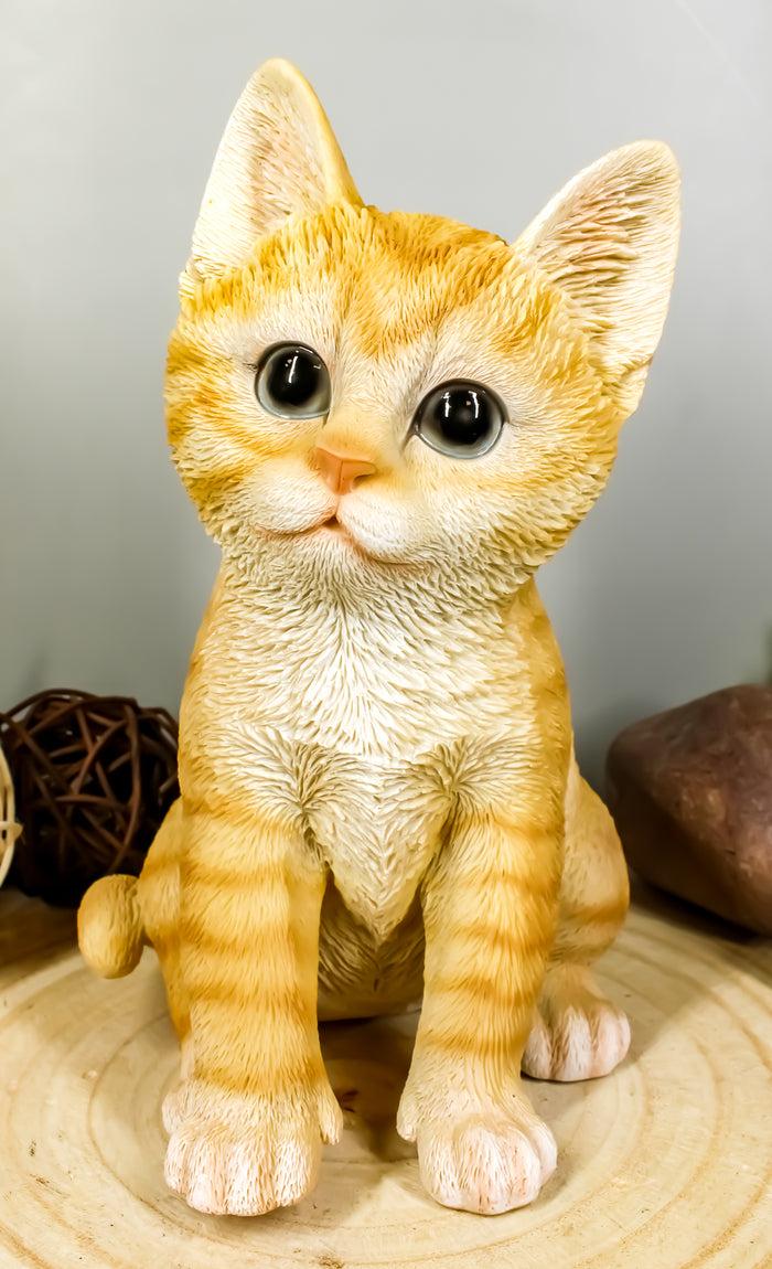 ebros gift Ebros Lifelike Sitting Orange Tabby Cat Statue 7.5"H with Glass Eyes Figurine