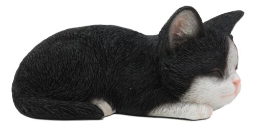 Ebros Gift Ebros Lifelike Sleeping Tuxedo Black And White Cat Statue 7" Long Pet Pal Kitten Decor Figurine