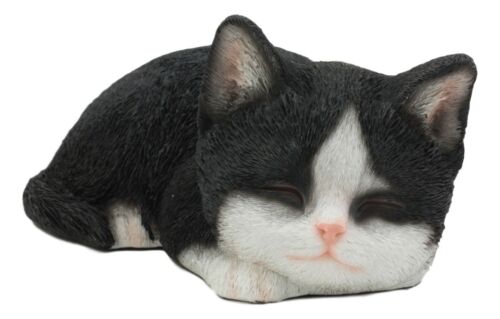 ebros gift Ebros Lifelike Sleeping Tuxedo Black and White Cat Statue 7" Long Pet Pal Kitten Decor Figurine