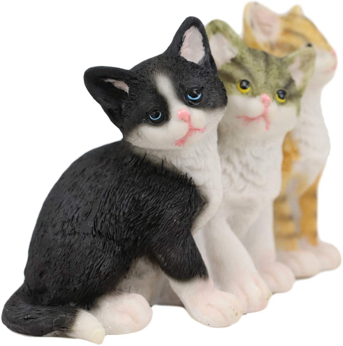 Ebros Gift Ebros Lifelike Trio Shorthair Kittens Cats Sitting Side By Side Figurine 5" Long