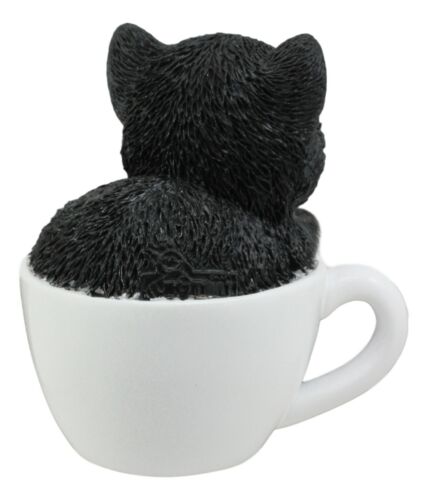 Ebros Gift Ebros Lifelike Tuxedo Black And White Cat Teacup Pet Pal Statue 3" Tall Kitten Kitty With Glass Eyes Decor Figurine