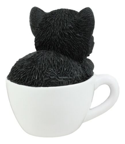 Ebros Gift Ebros Lifelike Witching Hour Black Cat Teacup Pet Pal Statue 3" Tall With Glass Eyes Decor Figurine