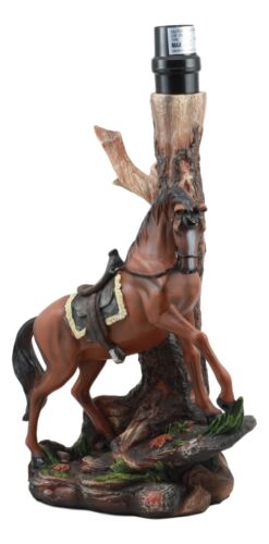 Ebros Gift Ebros Light Fantastik Chestnut Brown Horse Stallion With Saddle Table Lamp With Shade