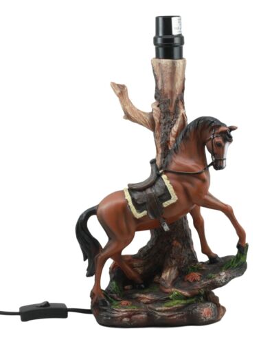 Ebros Gift Ebros Light Fantastik Chestnut Brown Horse Stallion With Saddle Table Lamp With Shade