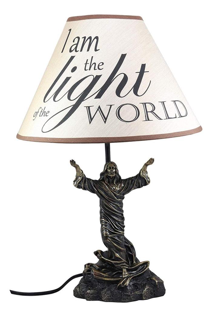 Ebros Gift Ebros Light Of The World Jesus Christ With Widespread Arms Sculptural Table Lamp Decor