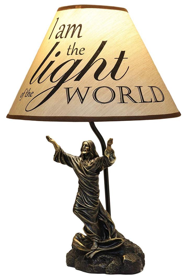 ebros gift Ebros Light Of The World Jesus Christ With Widespread Arms Sculptural Table Lamp Decor
