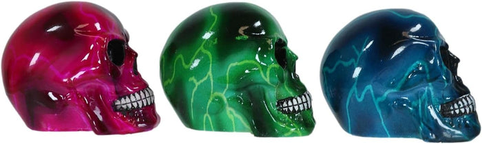 Ebros Gift Ebros Lightning Bolts Colorful Skulls Mini Figurines Set Of 3 Skeleton Head