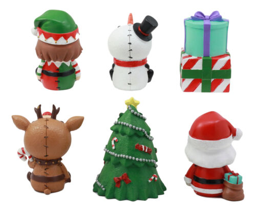 Ebros Gift Ebros Limited Edition Christmas Furry Bones Figurine Set Of 6 Furrybones Reindeer Rudolph Christmas Tree Elf Santa Snowman Wrapped Gift Boxes Skeleton Decor Statue For Halloween Holiday Season