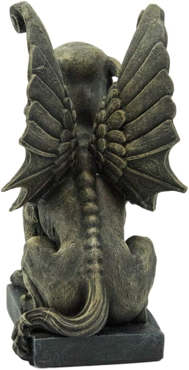 Ebros Gift Ebros Lion Gargoyle With Griffin Wings Crouching On Pedestal Statue 6.5" Tall
