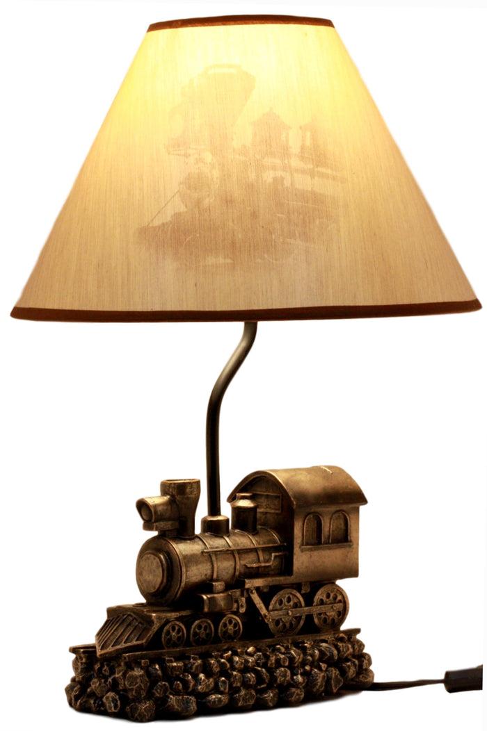 ebros gift Ebros Locomotive Choo Choo Train Desktop Table Lamp With Classic Train Printed Shade Home Decor 18"Tall